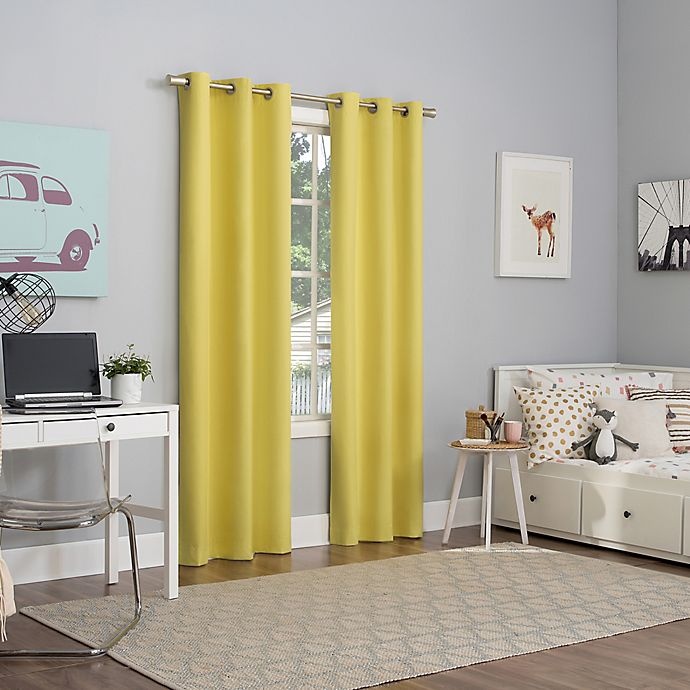 slide 8 of 9, Sun Zero Harper Bright Vibes Total Blackout Grommet Window Curtain - Sunflower Yellow, 63 in