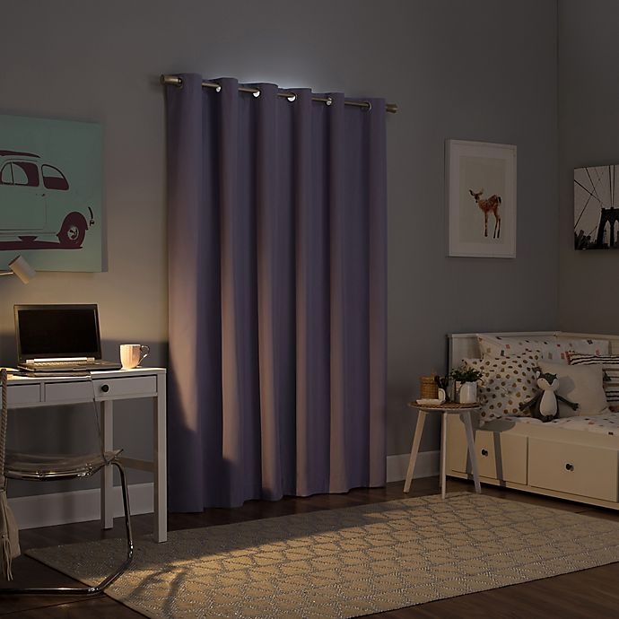 slide 2 of 9, Sun Zero Harper Bright Vibes Total Blackout Grommet Window Curtain Panel - Lavender, 84 in