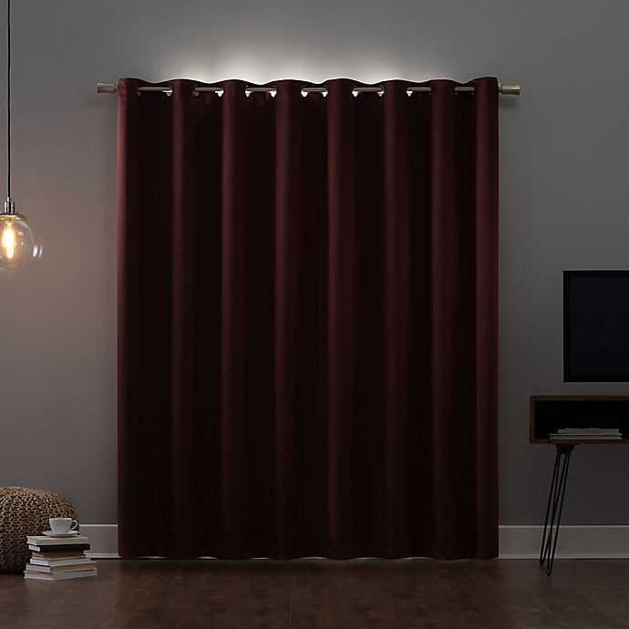 slide 2 of 8, Sun Zero Oslo Theater Grade Grommet 100% Blackout Curtain Panel - Wine Red, 108 in