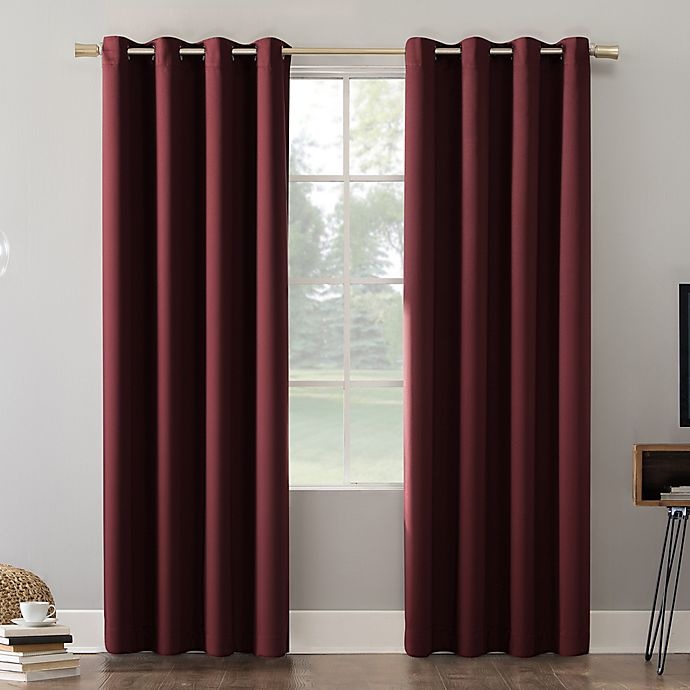 slide 1 of 8, Sun Zero Oslo Theater Grade Grommet 100% Blackout Curtain Panel - Wine Red, 108 in