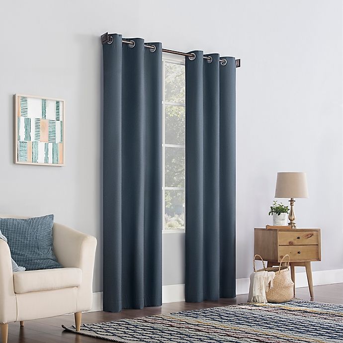 slide 4 of 6, No. 918 Lindstrom Room Darkening Grommet Window Curtain Panel - Blue, 63 in