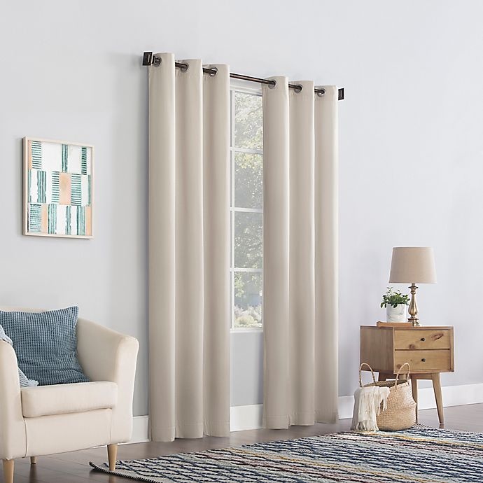 slide 4 of 6, No. 918 Lindstrom Room Darkening Grommet Window Curtain Panel - Stone, 96 in