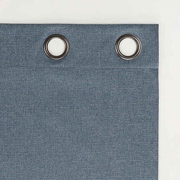 slide 8 of 8, Sun Zero Channing Grid Grommet 100% Blackout Curtain Panel - Blue (Single), 84 in