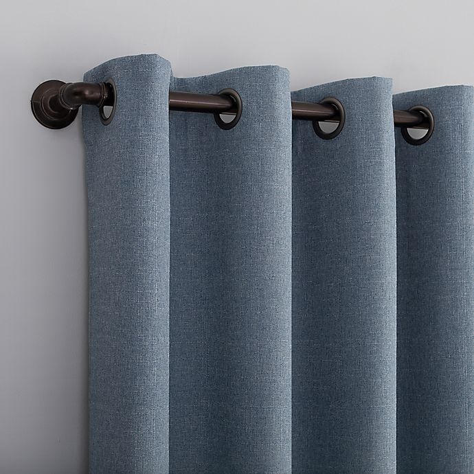 slide 3 of 8, Sun Zero Channing Grid Grommet 100% Blackout Curtain Panel - Blue (Single), 96 in