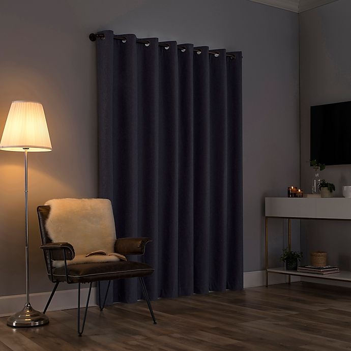 slide 4 of 9, Sun Zero Tyrell Tonal Grommet 100% Blackout Window Curtain Panelin Navy, 96 in