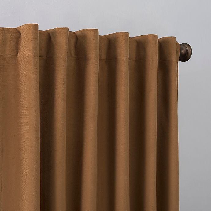 slide 3 of 10, Sun Zero Amherst Velvet Thermal Total Blackout Back Tab Window Curtain Panel - Pecan, 84 in