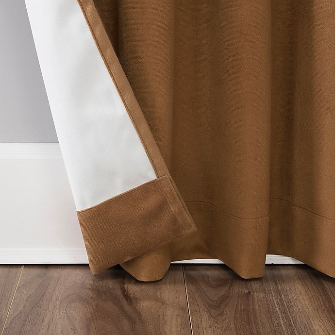 slide 7 of 10, Sun Zero Amherst Velvet Thermal Total Blackout Back Tab Window Curtain Panel - Pecan, 84 in