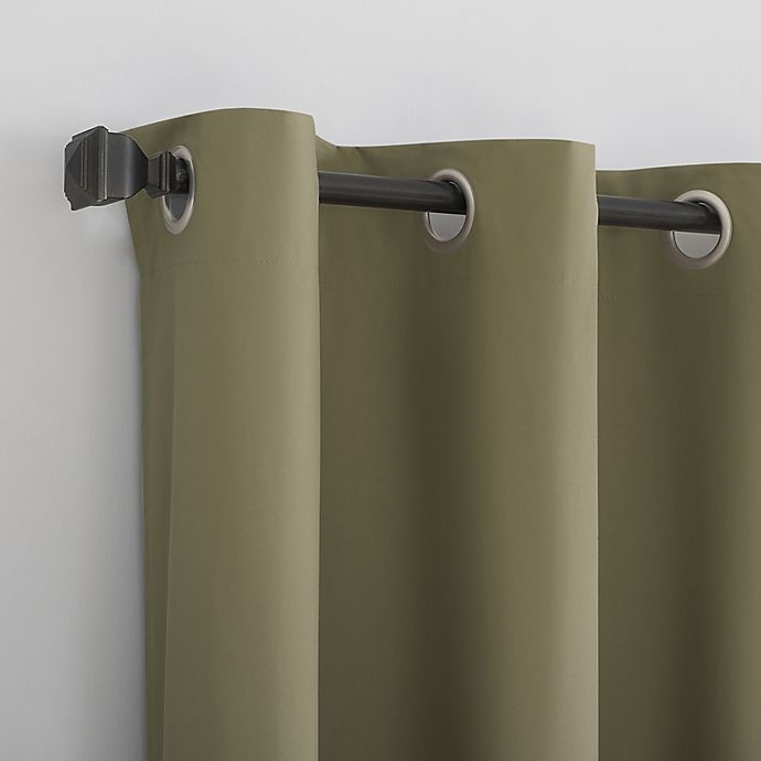 slide 3 of 10, Sun Zero Cyrus Thermal Total Blackout Grommet Window Curtain Panel - Olive Green, 84 in