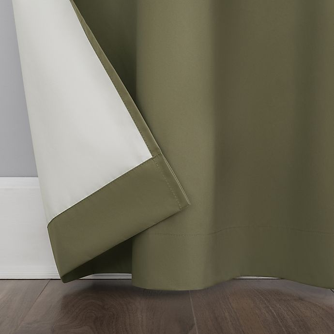 slide 6 of 10, Sun Zero Cyrus Thermal Total Blackout Grommet Window Curtain Panel - Olive Green, 84 in