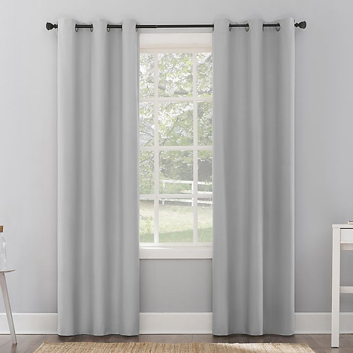 slide 1 of 10, Sun Zero Cyrus Thermal Total Blackout Grommet Window Curtain Panel - Silver Gray, 84 in