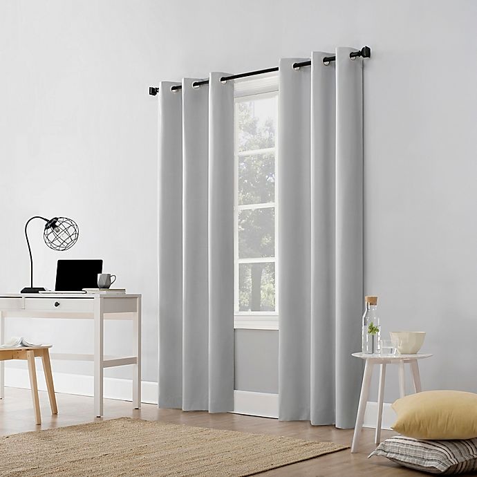 slide 5 of 10, Sun Zero Cyrus Thermal Total Blackout Grommet Window Curtain Panel - Silver Gray, 84 in