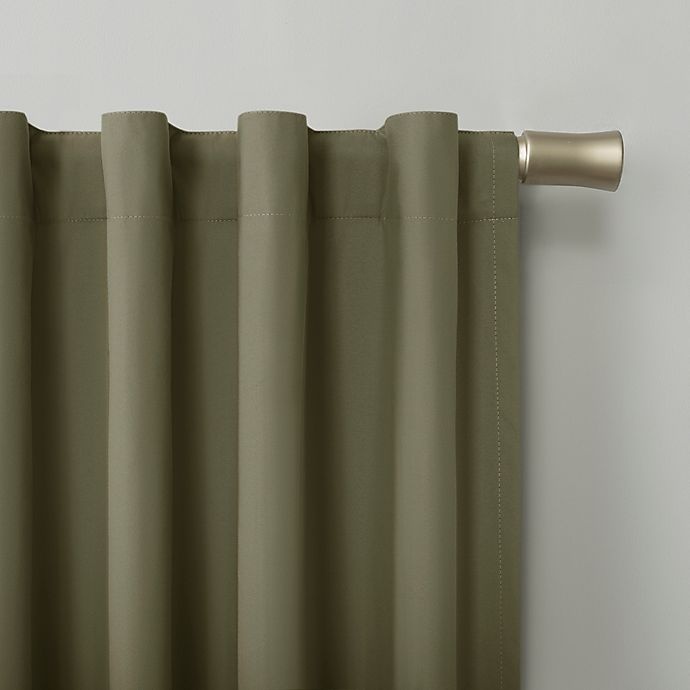 slide 3 of 10, Sun Zero Cyrus Thermal Total Blackout Back Tab Window Curtain Panel - Olive Green, 63 in