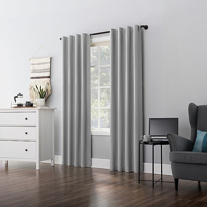 slide 3 of 10, Sun Zero Cyrus Thermal Total Blackout Back Tab Window Curtain Panel - Silver Gray, 84 in