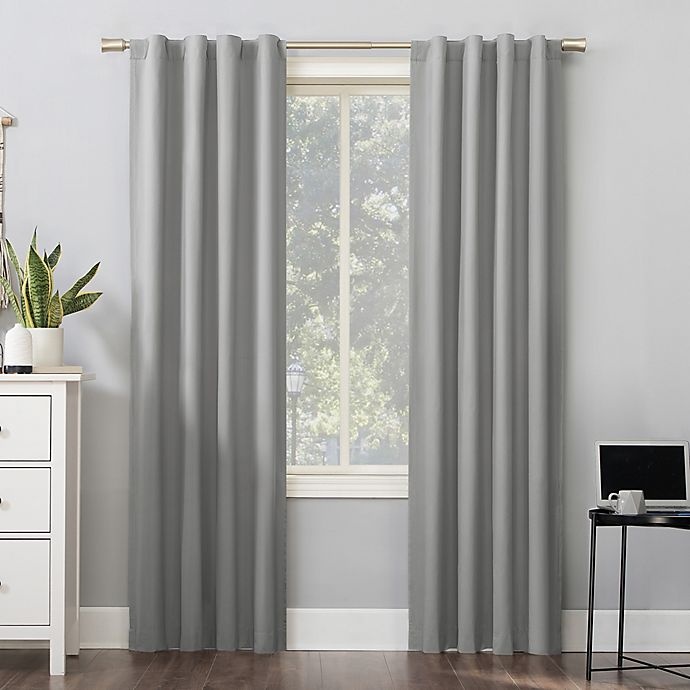 slide 1 of 10, Sun Zero Cyrus Thermal Total Blackout Back Tab Window Curtain Panel - Silver Gray, 84 in