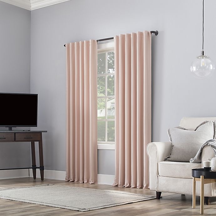 slide 6 of 10, Sun Zero Evelina Faux Silk Thermal Blackout Back Tab Window Curtain Panel - Blush, 84 in