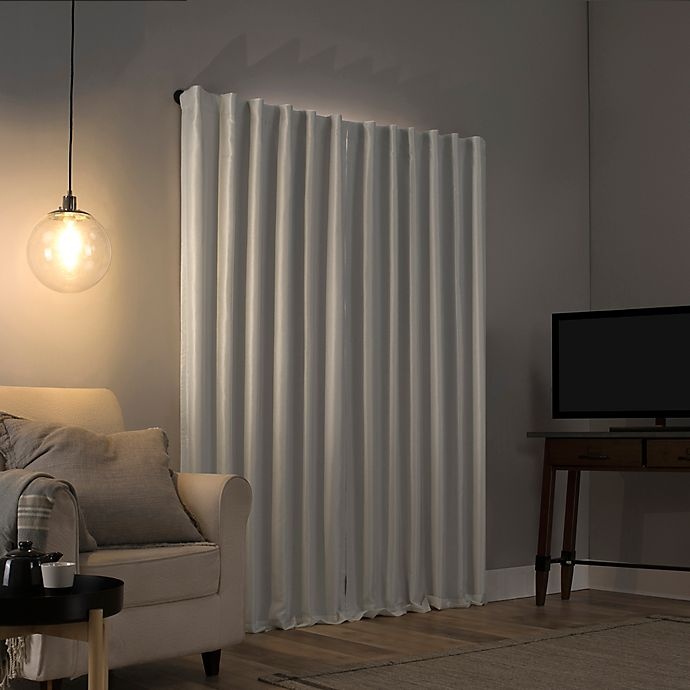 slide 4 of 10, Sun Zero Evelina Faux Silk Thermal Blackout Back Tab Window Curtain Panel - Pearl, 108 in