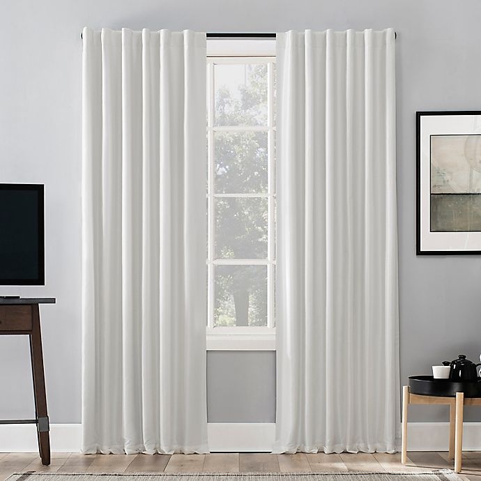 slide 1 of 10, Sun Zero Evelina Faux Silk Thermal Blackout Back Tab Window Curtain Panel - Pearl, 108 in