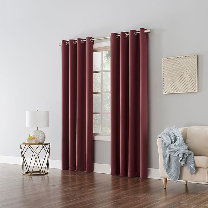 slide 4 of 8, Sun Zero Mariah Energy Saving Room Darkening Curtain Panel - Wine Red (Single), 84 in