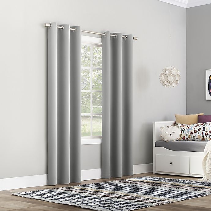 slide 6 of 9, Sun Zero Riley Kids Bedroom Room Darkening Grommet Window Curtain Panel - Silver Gray, 84 in