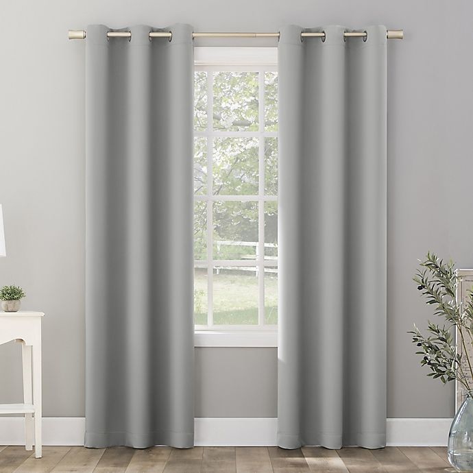 slide 1 of 9, Sun Zero Riley Kids Bedroom Room Darkening Grommet Window Curtain Panel - Silver Gray, 84 in