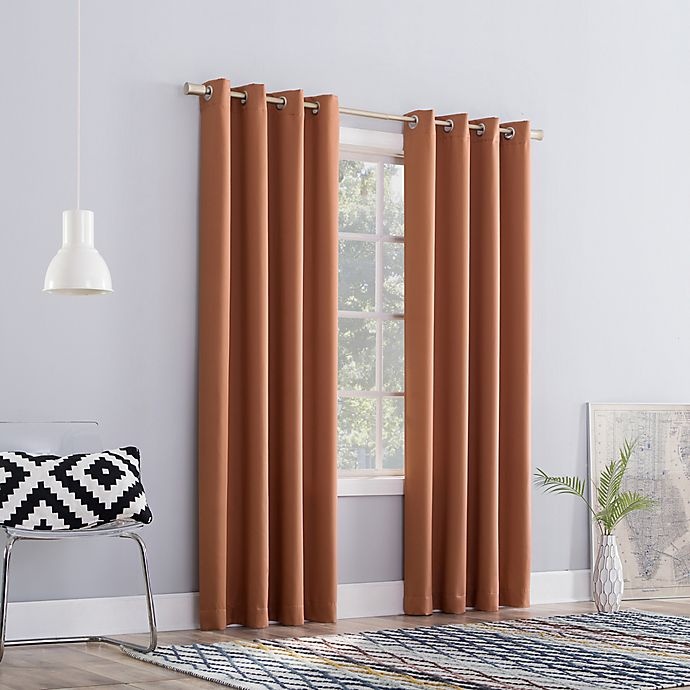 slide 4 of 9, Sun Zero Bella Room Darkening Grommet Window Curtain Panel - Sienna Orange, 84 in