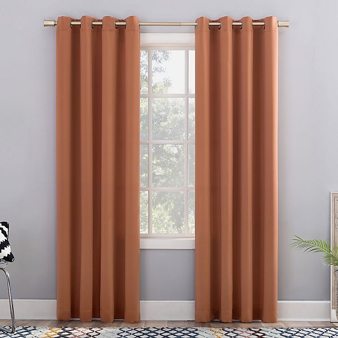 slide 1 of 9, Sun Zero Bella Room Darkening Grommet Window Curtain Panel - Sienna Orange, 84 in