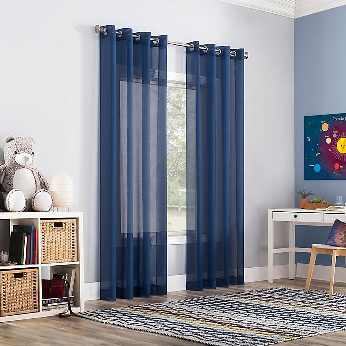 slide 4 of 5, No. 918 Calypso Sheer Voile Grommet Window Curtain Panel - Royal Blue, 63 in