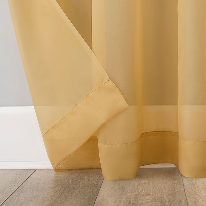 slide 3 of 6, No. 918 Emily Sheer Voile Grommet Window Curtain Panel - Curry Yellow, 63 in