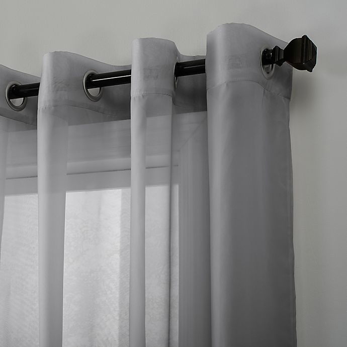 slide 2 of 7, No. 918 Emily Sheer Voile Grommet Window Curtain Panel - Charcoal Gray, 108 in