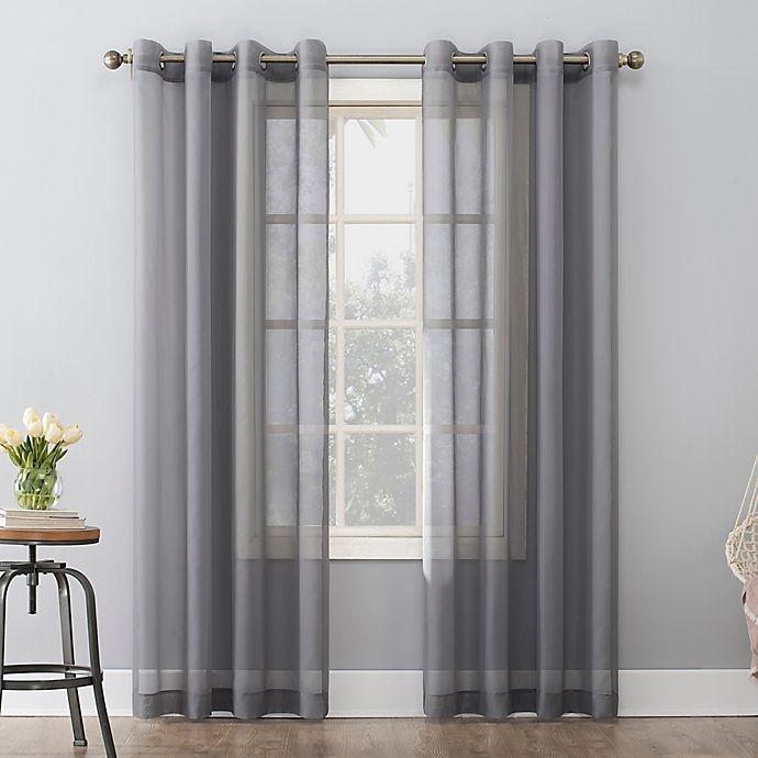 slide 1 of 7, No. 918 Emily Sheer Voile Grommet Window Curtain Panel - Charcoal Gray, 108 in