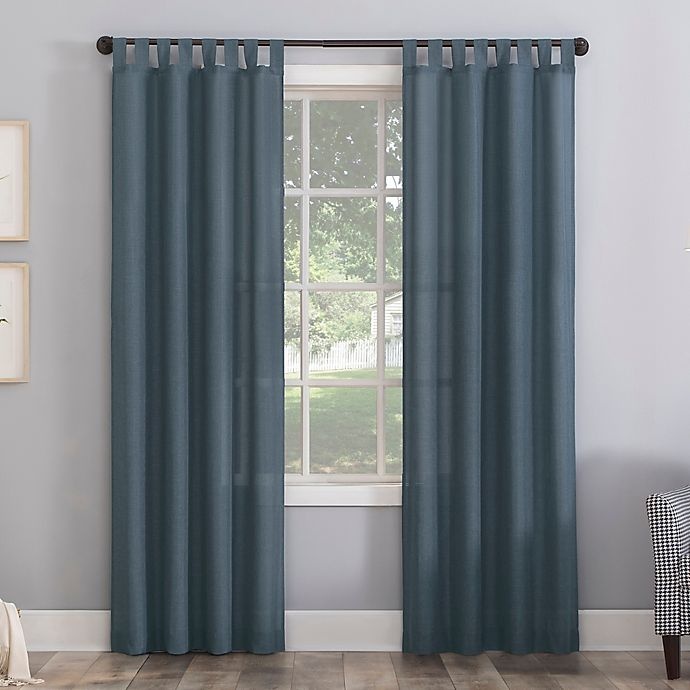 slide 1 of 7, No. 918 Jacob Heathered Texture Semi-Sheer Tab Top Window Curtain Panel - Vintage Blue, 63 in