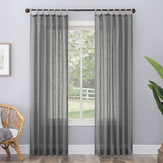 slide 1 of 6, No. 918 Ceri Linen Texture Jute Tabs Semi-Sheer Curtain Panel - Gray (Single), 96 in