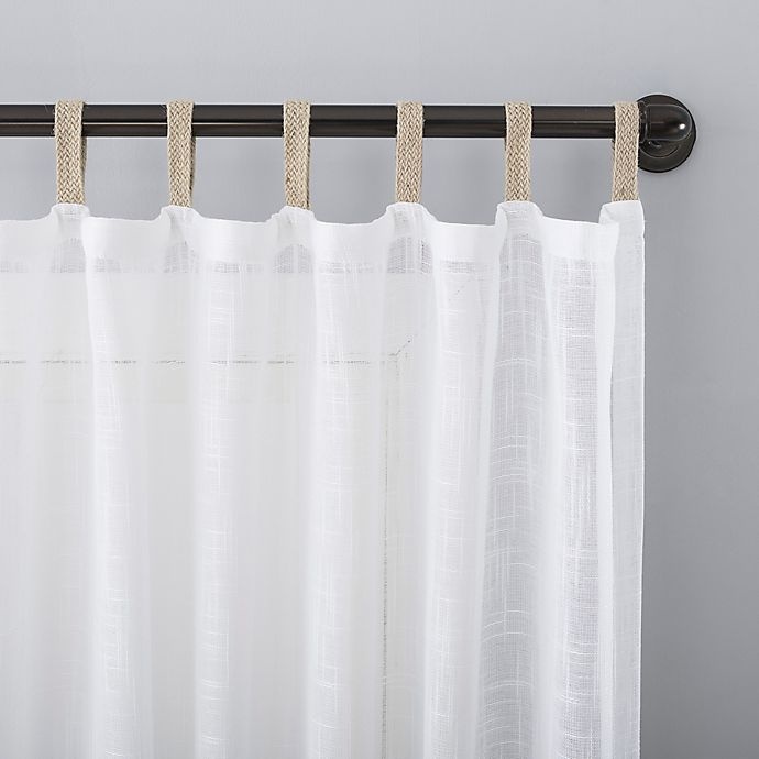 slide 2 of 6, No. 918 Ceri Linen Texture Jute Tabs Semi-Sheer Tab Top Window Curtain Panel - White, 96 in