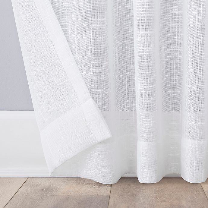 slide 5 of 6, No. 918 Ceri Linen Texture Jute Tabs Semi-Sheer Tab Top Window Curtain Panel - White, 96 in