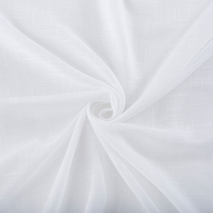 slide 6 of 6, No. 918 Ceri Linen Texture Jute Tabs Semi-Sheer Tab Top Window Curtain Panel - White, 96 in