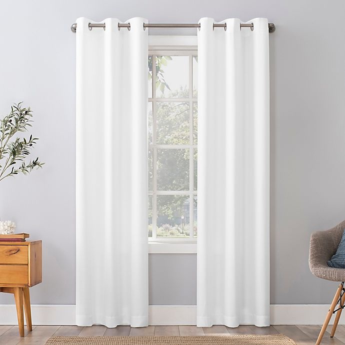 slide 1 of 6, No. 918 Herschel Slub Texture Semi-Sheer Grommet Window Curtain Panel - White, 96 in