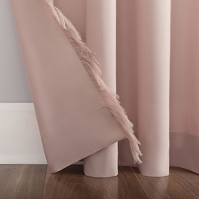 slide 5 of 6, No. 918 Ruthie Frayed Edge Semi-Sheer Rod Pocket Window Curtain Panel - Rose Quartz, 84 in