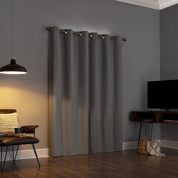 slide 2 of 8, Sun Zero Damon Pinstripe Stitch Thermal Blackout Curtain Panel - Gray (Single), 84 in