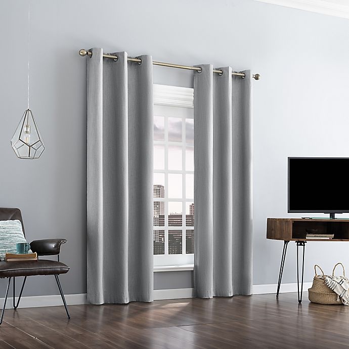 slide 5 of 8, Sun Zero Damon Pinstripe Stitch Thermal Blackout Curtain Panel - Gray (Single), 84 in