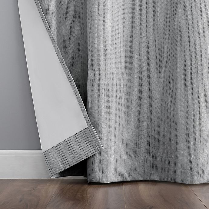 slide 6 of 8, Sun Zero Damon Pinstripe Stitch Thermal Blackout Curtain Panel - Gray (Single), 84 in