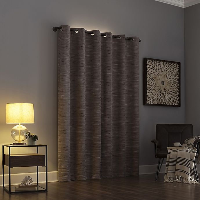 slide 2 of 8, Sun Zero Denver Distressed Stripe Total Blackout Curtain Panel - Latte (Single), 96 in