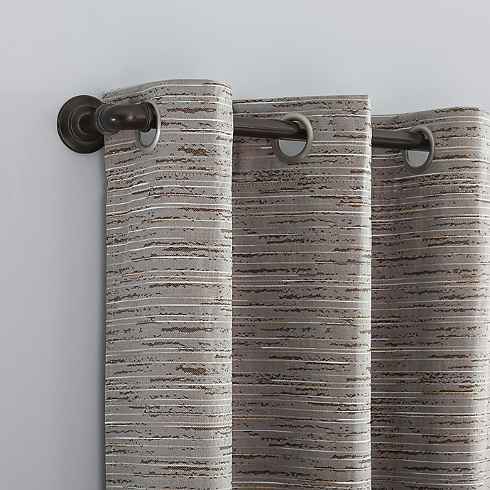 slide 3 of 8, Sun Zero Denver Distressed Stripe Total Blackout Curtain Panel - Latte (Single), 96 in