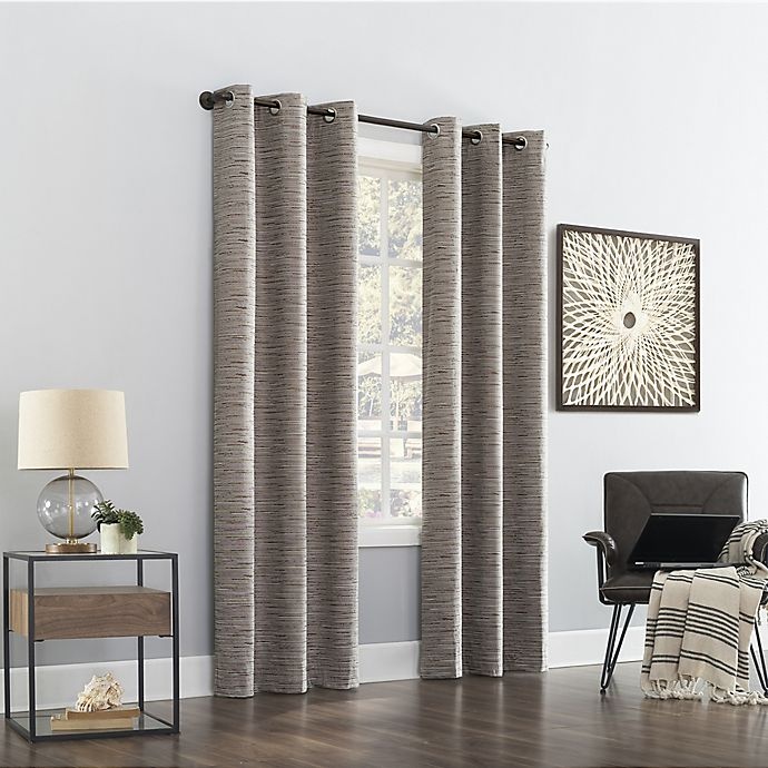 slide 5 of 8, Sun Zero Denver Distressed Stripe Total Blackout Curtain Panel - Latte (Single), 96 in