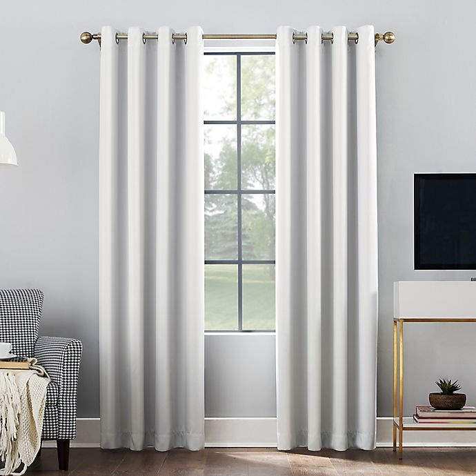 slide 1 of 8, Sun Zero Oslo Extreme Total Blackout Grommet Window Curtain Panel - Pearl, 54 in