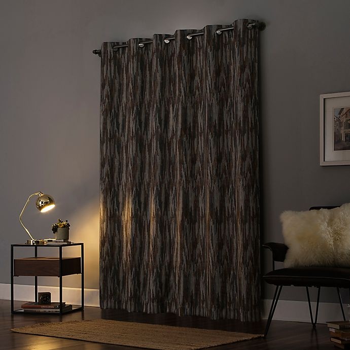 slide 3 of 8, Sun Zero Ursa Cascading Ikat Extreme Blackout Curtain Panel - Spice (Single), 84 in