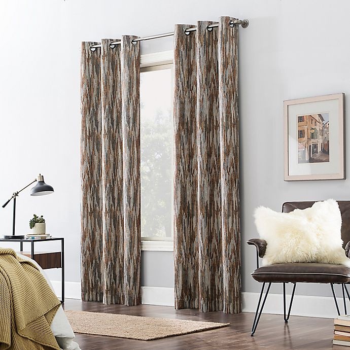 slide 5 of 8, Sun Zero Ursa Cascading Ikat Extreme Blackout Curtain Panel - Spice (Single), 84 in