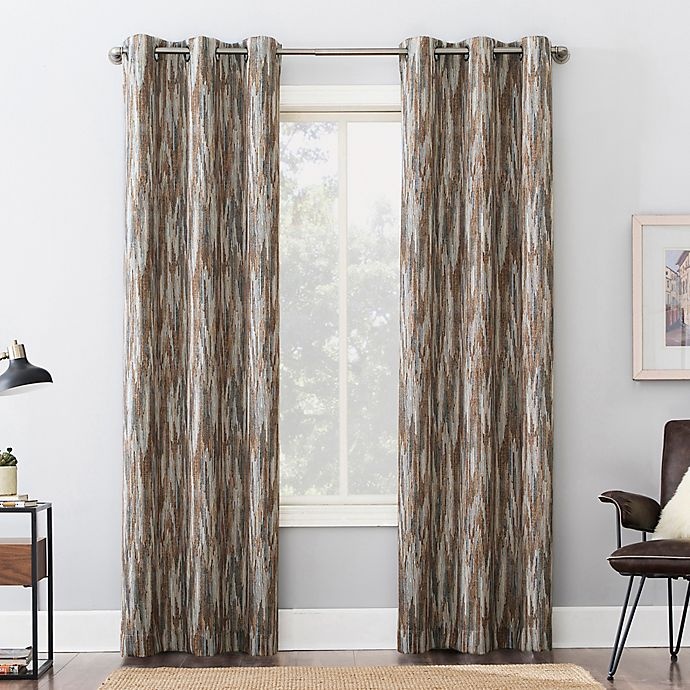 slide 1 of 8, Sun Zero Ursa Cascading Ikat Extreme Blackout Curtain Panel - Spice (Single), 84 in