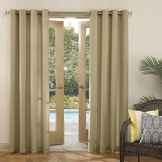 slide 3 of 5, Sun Zero Dermot Indoor/Outdoor UV Protectant Grommet Curtain Panel - Linen, 84 in