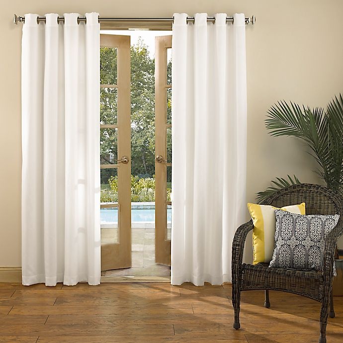 slide 4 of 6, Sun Zero Dermot Indoor/Outdoor UV Protectant Grommet Curtain Panel - White, 84 in