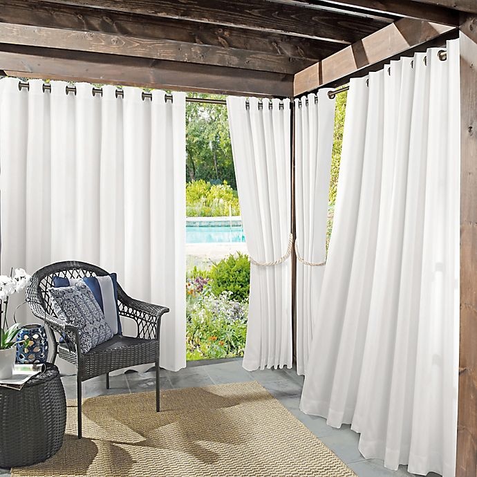 slide 1 of 6, Sun Zero Dermot Indoor/Outdoor UV Protectant Grommet Curtain Panel - White, 84 in